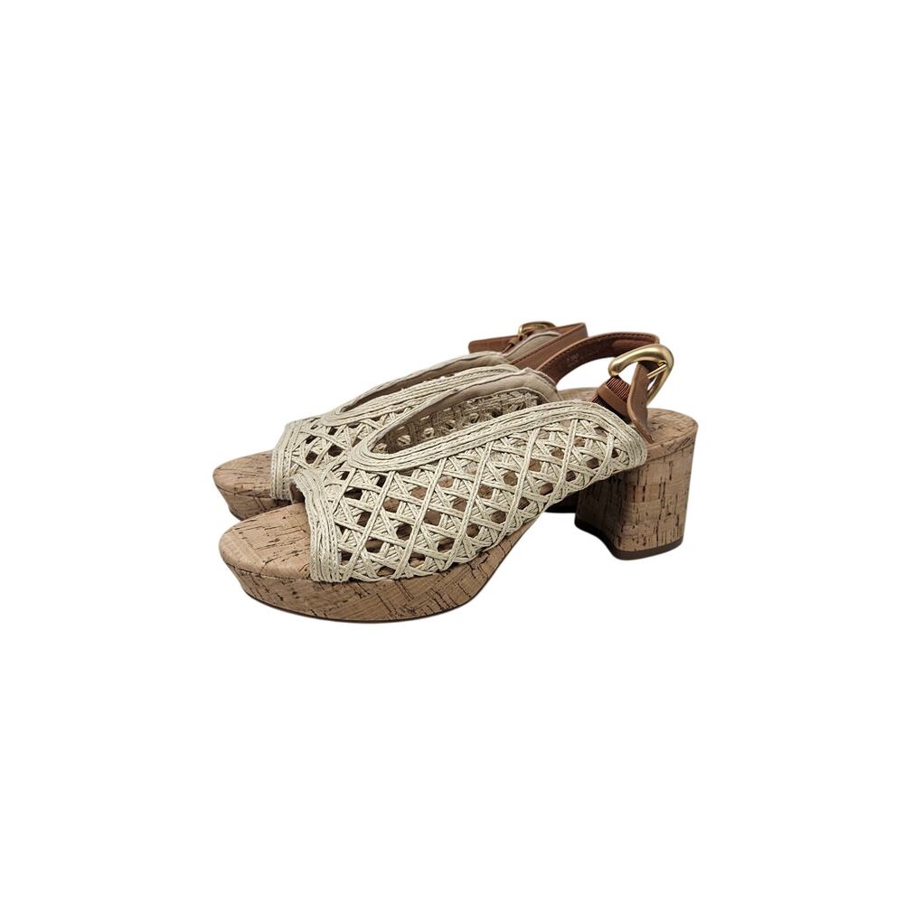 AEROSOLES Beige Woven Cork Slingback Heels - Picture 5 of 6